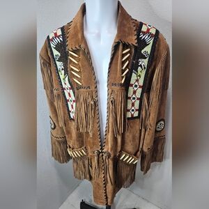 3B West Beaded Leather Jacket Men's 5XL